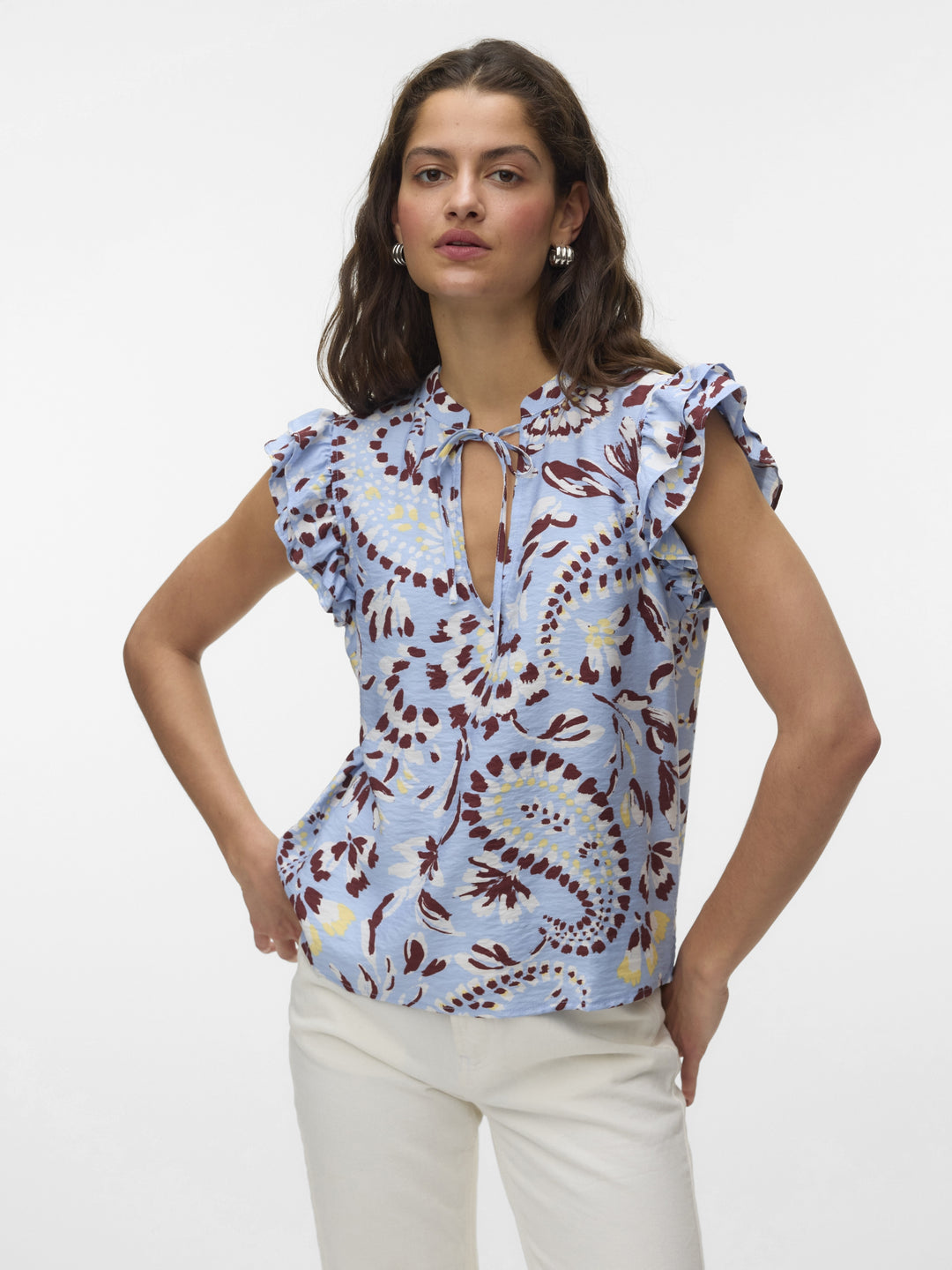 VMNELLIE CARLA SL FRILL TOP WVN GA, Brunnera Blue/Carla 249737001 Bild 4