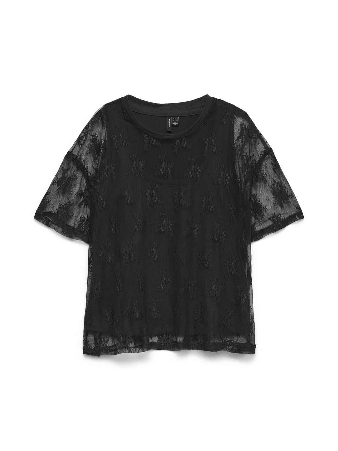 VMNIKITA S/S O-NECK TOP JRS BTQ FR, Black/BLACK LACE 177868002 Bild 1