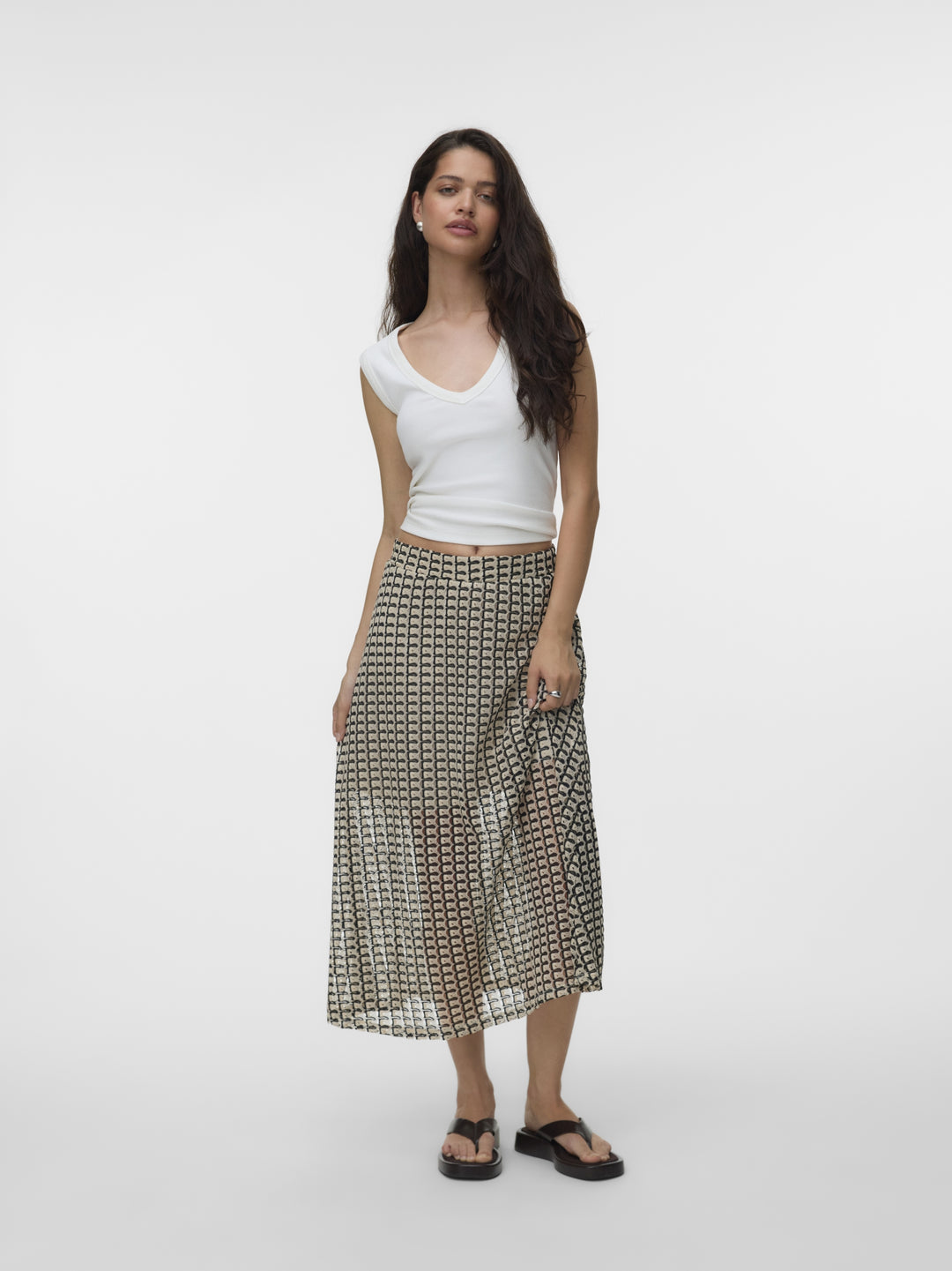 VMROSALIA HW 7/8 A-LINE SKIRT JRS G, Oatmeal/Black 175626001 Bild 3