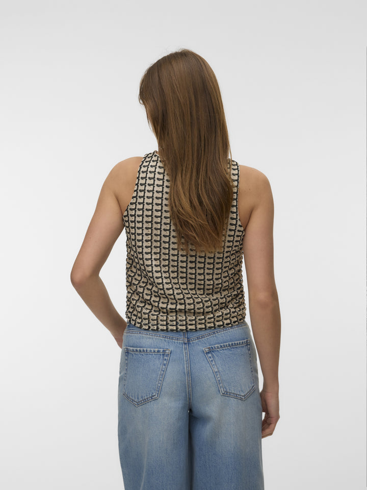 VMROSALIA SL O-NECK SHORT TOP JRS G, Oatmeal/Black 175626001 Bild 3
