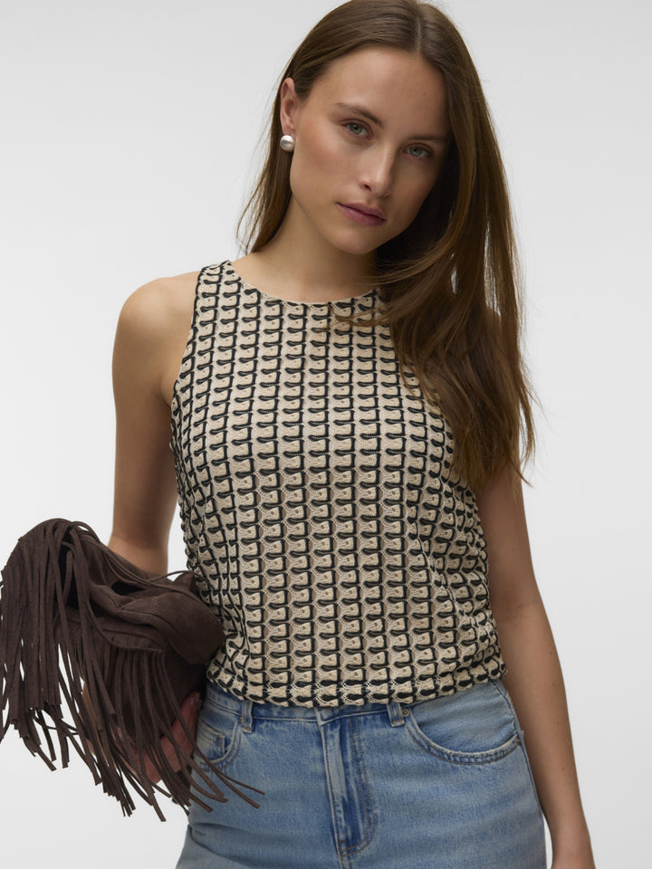 VMROSALIA SL O-NECK SHORT TOP JRS G, Oatmeal/Black 175626001 Bild 4
