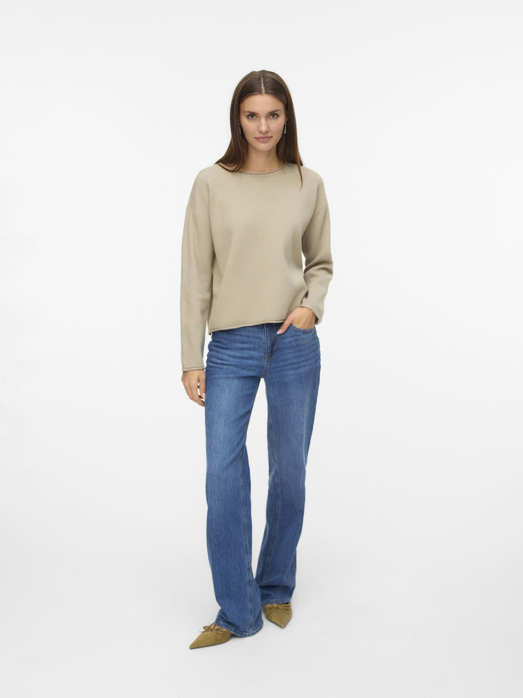 VMSABA ROLL LS O-NECK PULLOVER GA N, Abbey Stone/W. MELANGE 189038001 Bild 2