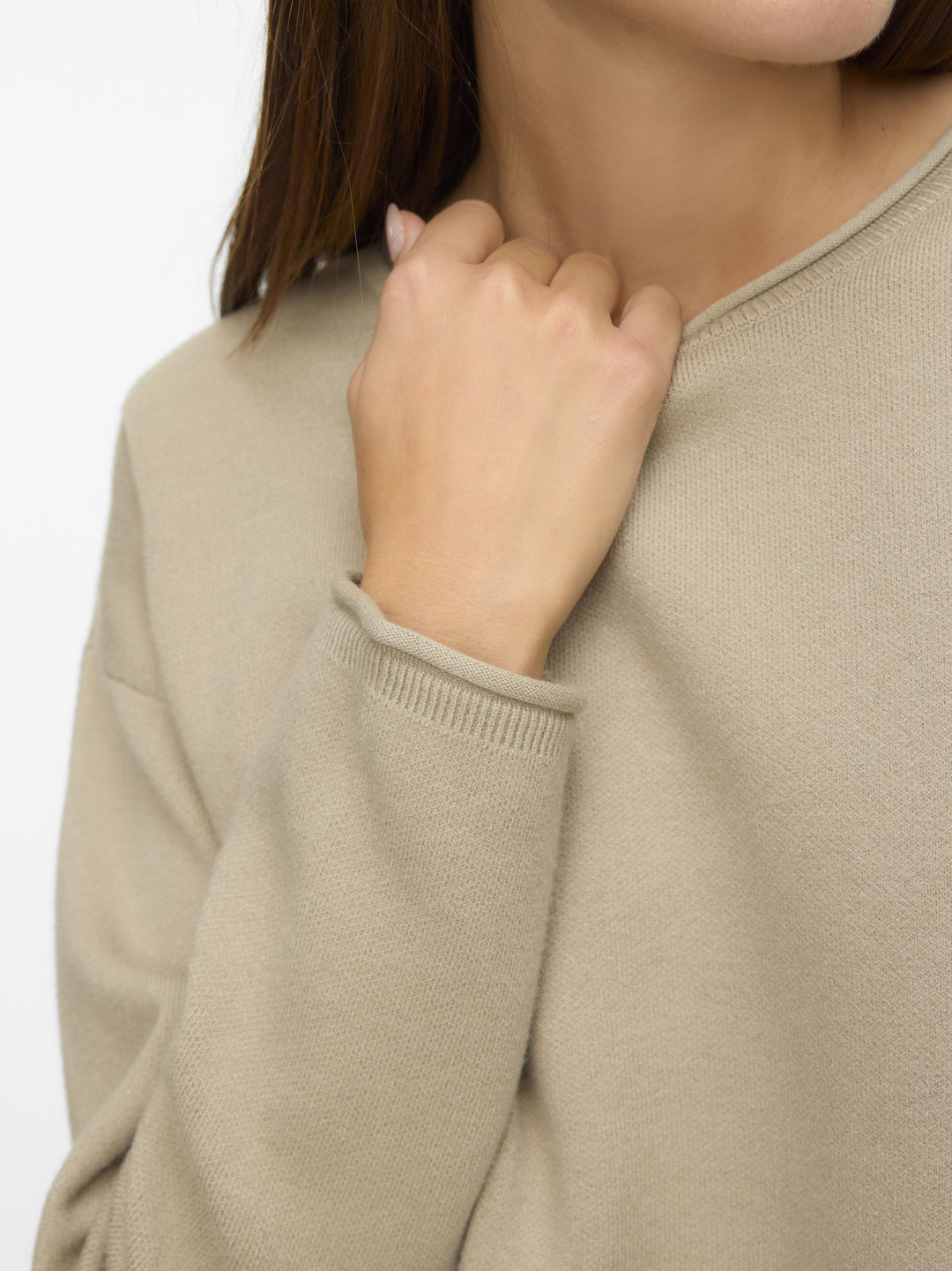 VMSABA ROLL LS O-NECK PULLOVER GA N, Abbey Stone/W. MELANGE 189038001 Bild 5