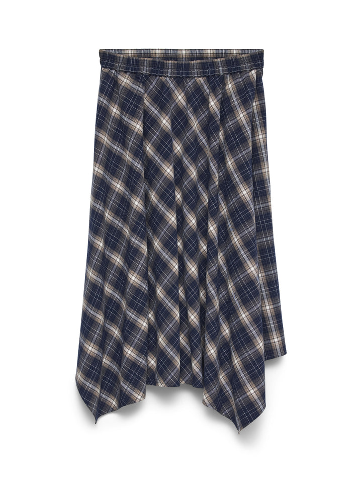VMTILDA CHECK HW 7/8 SKIRT WVN, Navy Blazer/Fossil/snow white 188780001 Bild 1