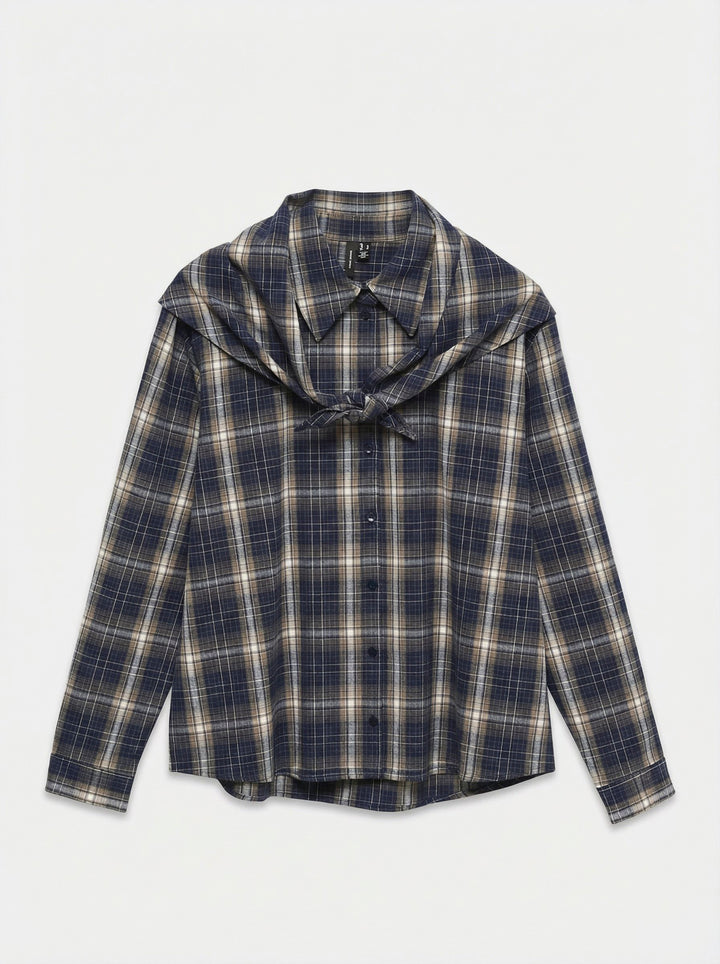 VMTILDA LS SCARF SHIRT WVN, Navy Blazer/Fossil/snow white 188780001 Bild 1