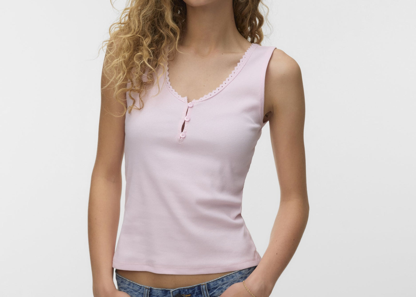 VMTINNA SL U-NECK SHORT TOP JRS GA, Pink-A-Boo 291375 Bild 2