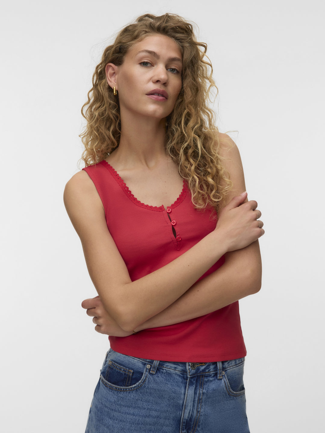 VMTINNA SL U-NECK SHORT TOP JRS GA, Poinsettia 305102 Bild 5