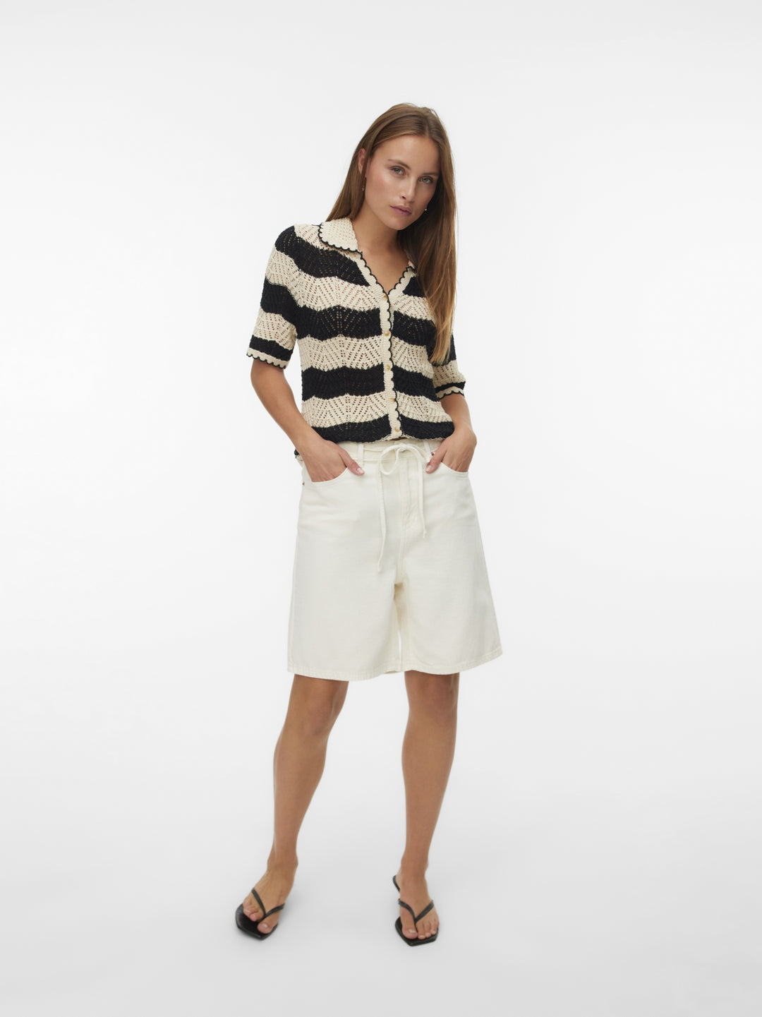 VMVILLA MR BERMUDA DNM SHORTS MIX, Ecru 214270 Bild 3