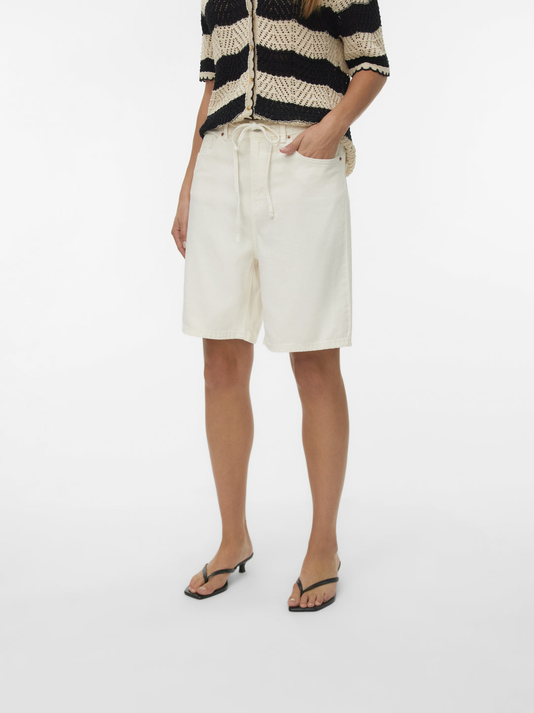 VMVILLA MR BERMUDA DNM SHORTS MIX, Ecru 214270 Bild 5