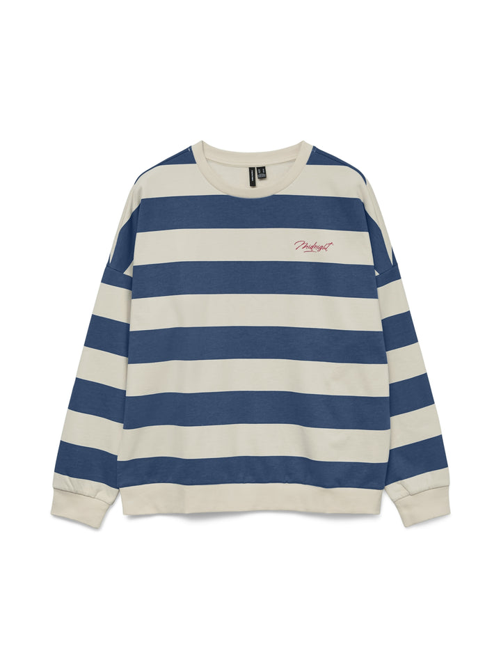 VMVIOLA BEA LS SWEAT BOX JRS, Dark Denim/MIDNIGHT STRIPE 229916001 Bild 1