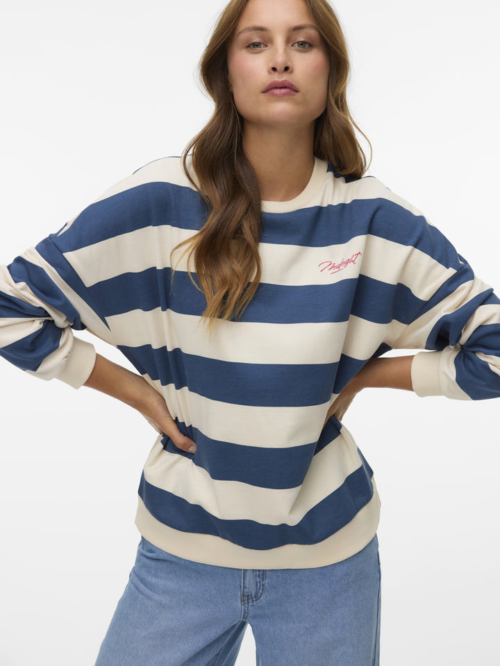 VMVIOLA BEA LS SWEAT BOX JRS, Dark Denim/MIDNIGHT STRIPE 229916001 Bild 3