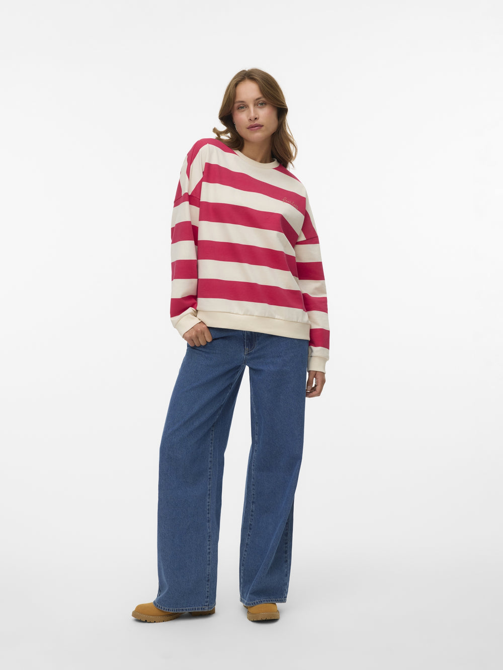 VMVIOLA BEA LS SWEAT BOX JRS, Jazzy/FEARLESS STRIPE 255656002 Bild 2