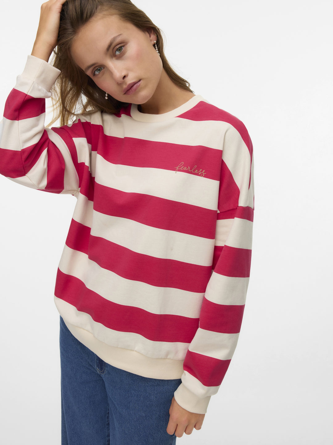 VMVIOLA BEA LS SWEAT BOX JRS, Jazzy/FEARLESS STRIPE 255656002 Bild 5