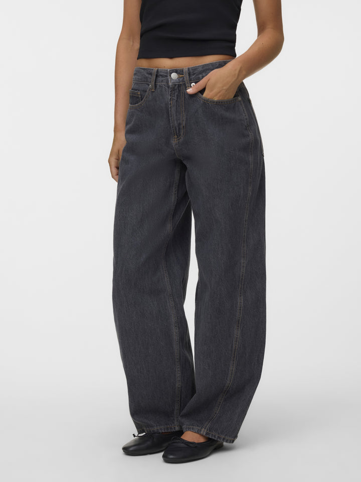 VMZOE MR BARREL DNM JEANS LI223 NOO, Dark Grey Denim/RINSE 178007001 Bild 5