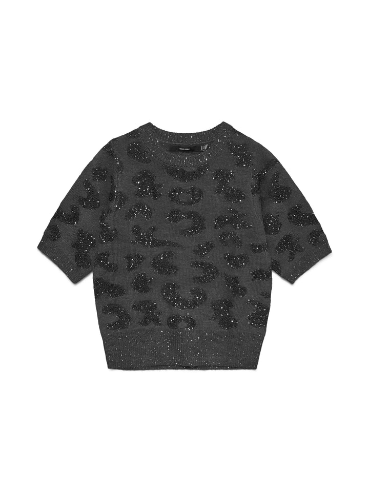 VMZUZU 2/4 O-NECK PULLOVER, Dark Grey Melange/W. BLACK + SEQUIN 178996001 Bild 1