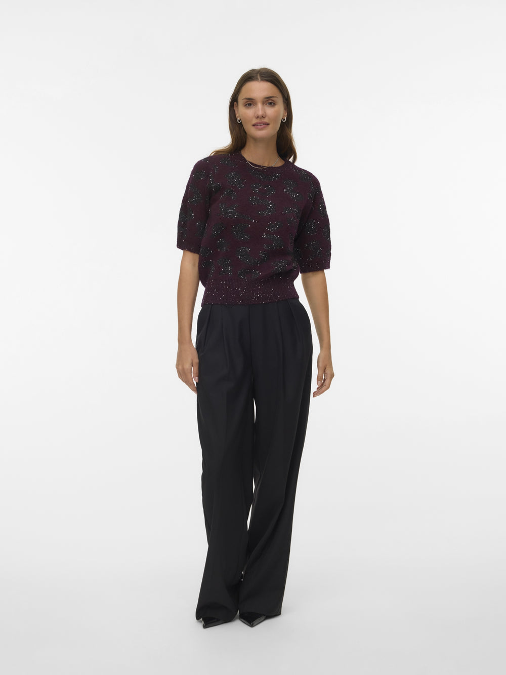 VMZUZU 2/4 O-NECK PULLOVER, Winetasting/W. BLACK + SEQUINS 186320001 Bild 2