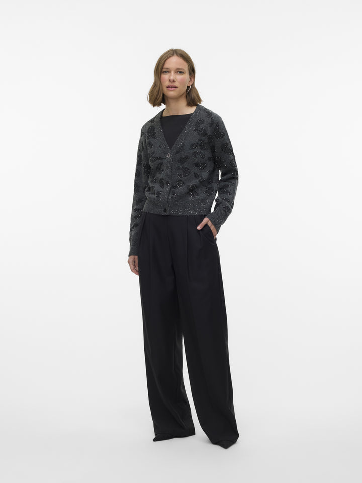 VMZUZU LS V-NECK CARDIGAN, Dark Grey Melange/W. BLACK + SEQUIN 178996001 Bild 2