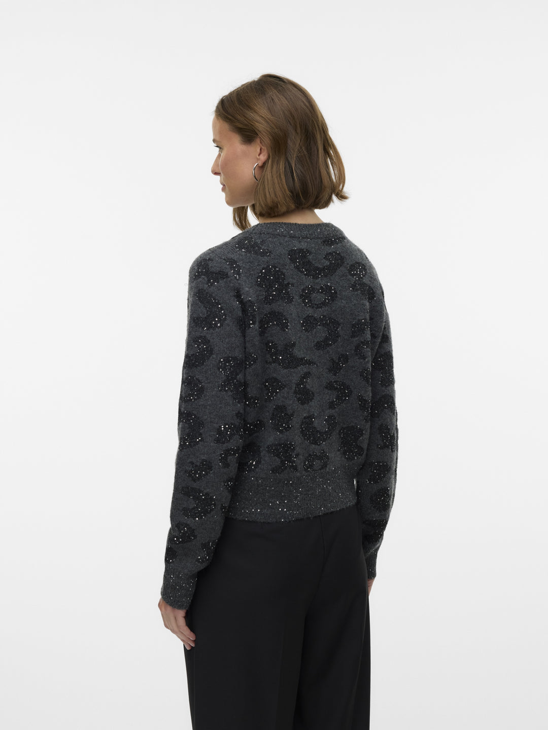 VMZUZU LS V-NECK CARDIGAN, Dark Grey Melange/W. BLACK + SEQUIN 178996001 Bild 3