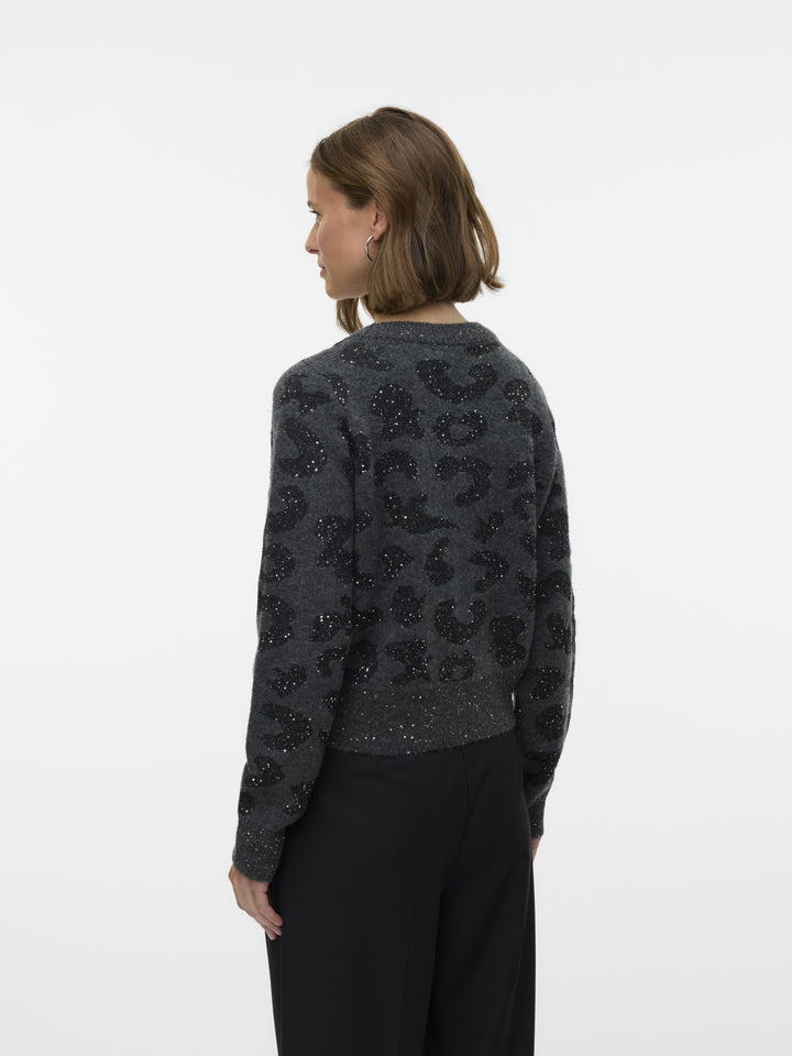 VMZUZU LS V-NECK CARDIGAN, Dark Grey Melange/W. BLACK + SEQUIN 178996001 Bild 3