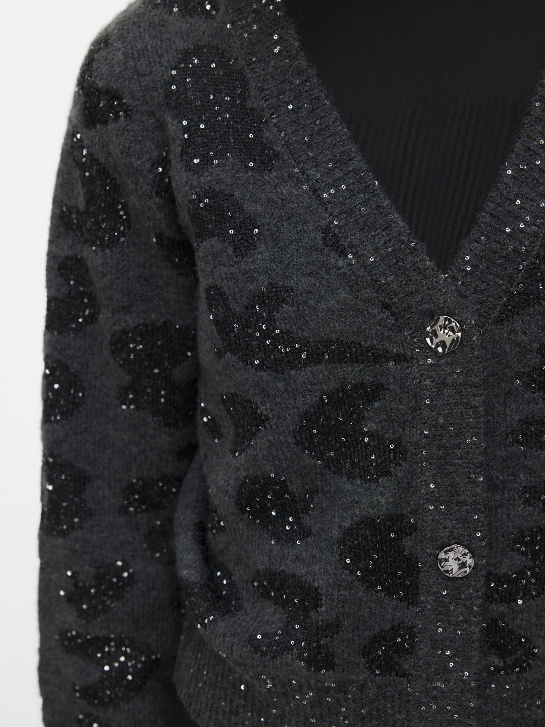 VMZUZU LS V-NECK CARDIGAN, Dark Grey Melange/W. BLACK + SEQUIN 178996001 Bild 5