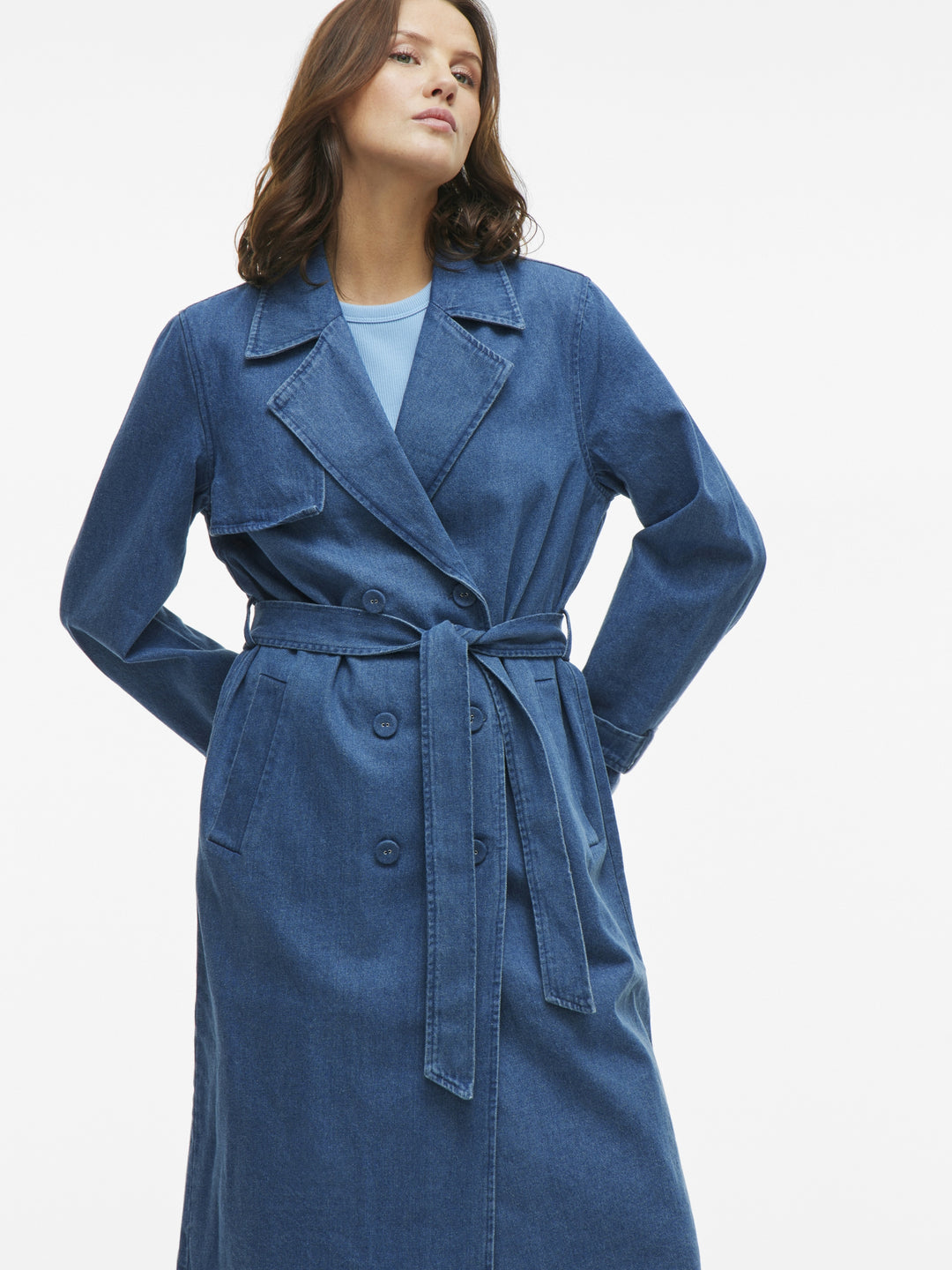 VICI NEW L/S DENIM TRENCH COAT, Medium Blue Denim 177854 Bild 4