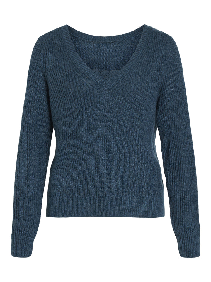 VIDEBRA REV L/S V-NECK KNIT TOP, Moroccan Blue/DTM LACE 292837001 Bild 1