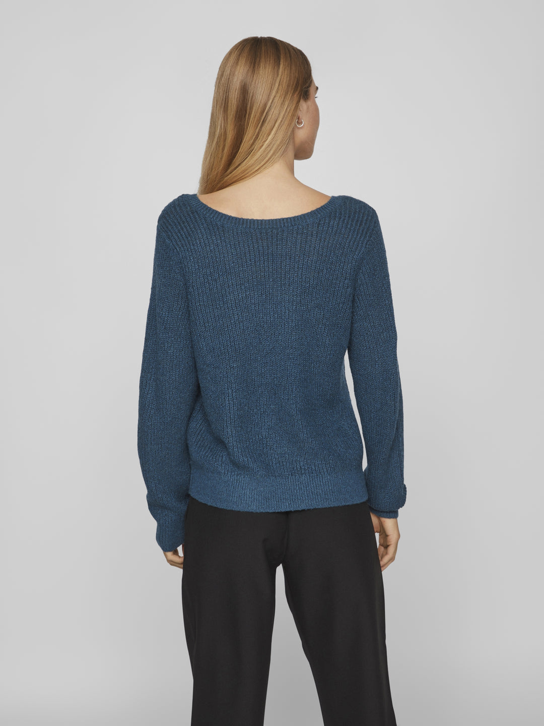 VIDEBRA REV L/S V-NECK KNIT TOP, Moroccan Blue/DTM LACE 292837001 Bild 4