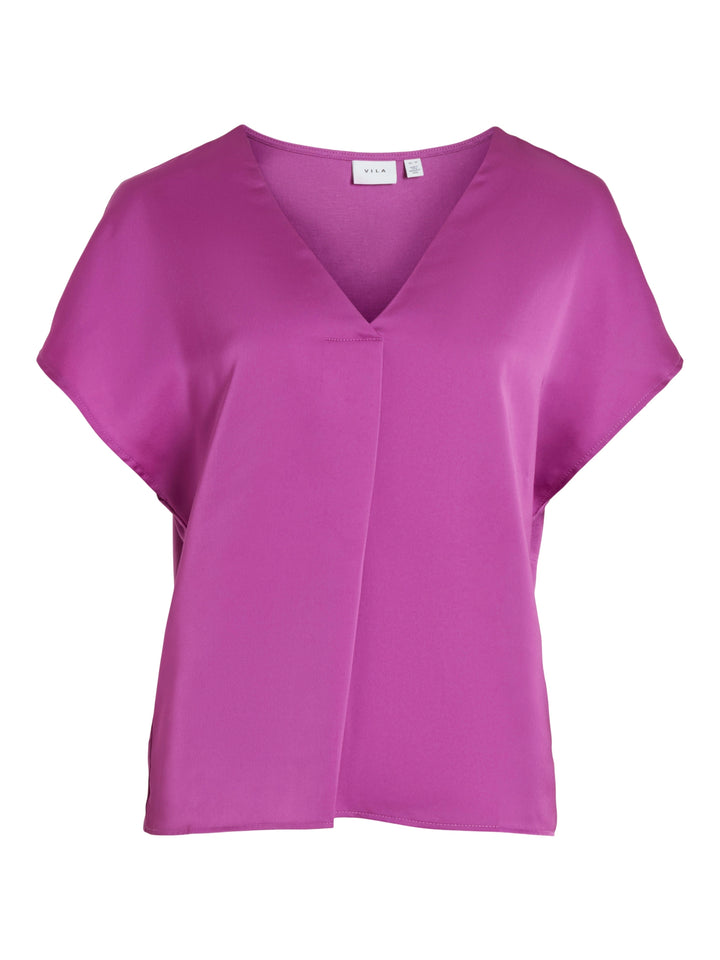 VIELLETTE V-NECK S/S SATIN TOP - NO, Cattleya Orchid 294387 Bild 1