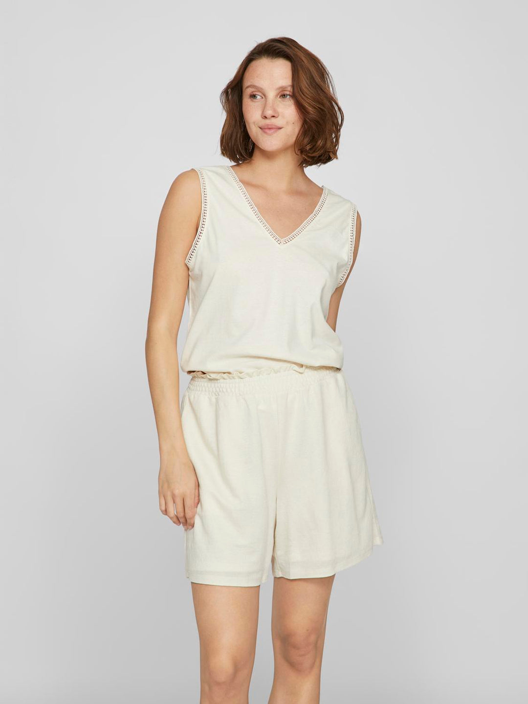 VILINANA V-NECK S/L TOP, Eggnog 286455 Bild 3