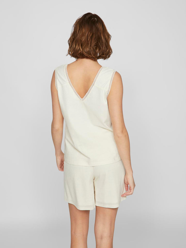VILINANA V-NECK S/L TOP, Eggnog 286455 Bild 4