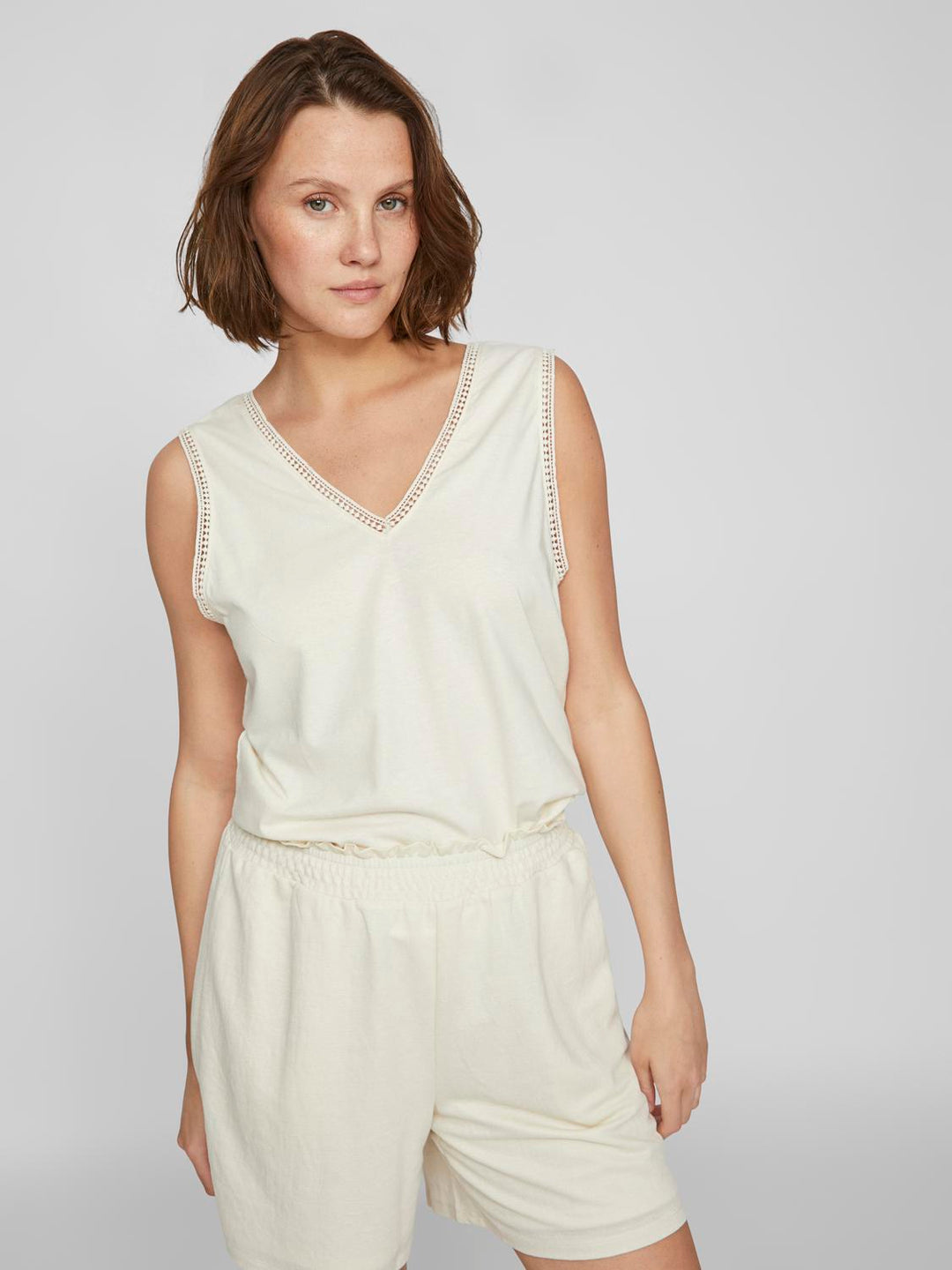 VILINANA V-NECK S/L TOP, Eggnog 286455 Bild 6