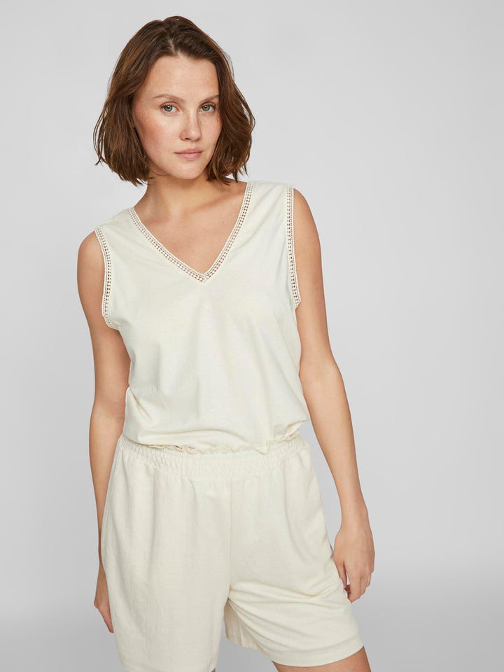 VILINANA V-NECK S/L TOP, Eggnog 286455 Bild 6