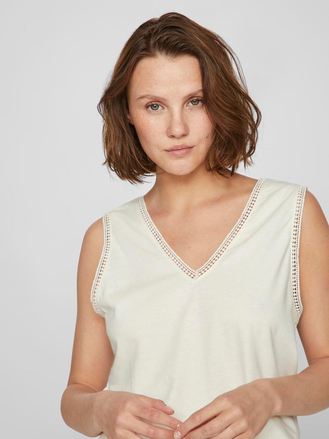VILINANA V-NECK S/L TOP, Eggnog 286455 Bild 7