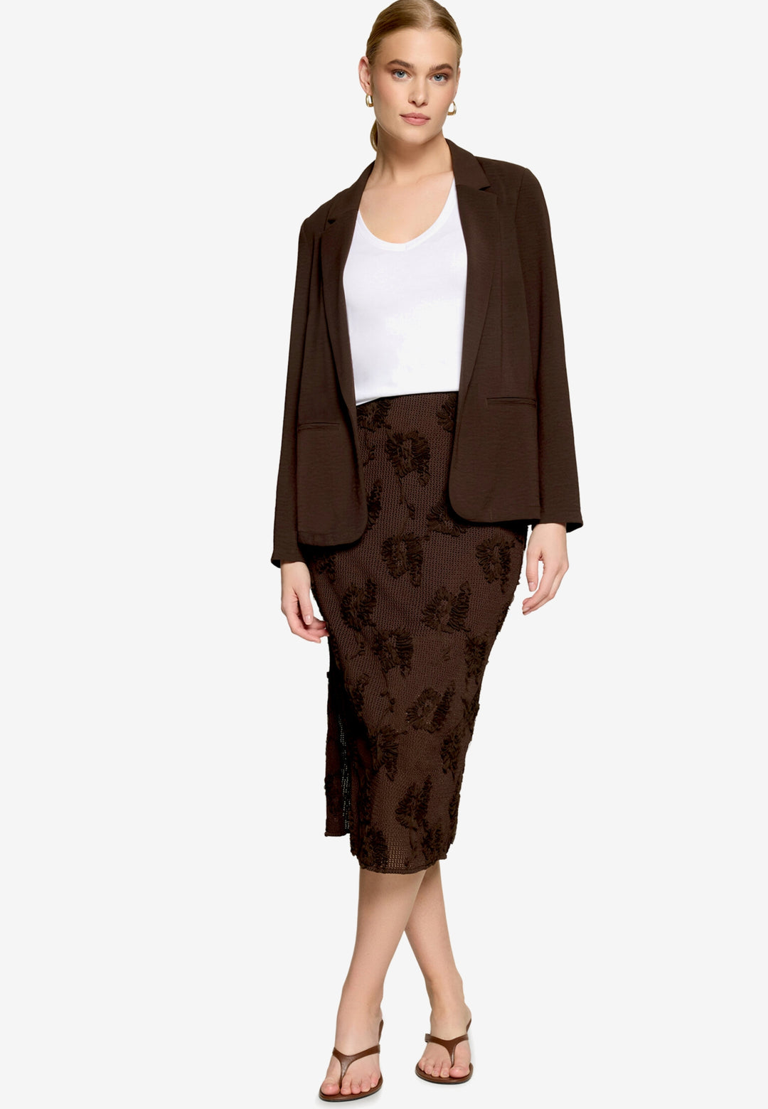 Blazerjacke Lang 3/4 Arm, Chocolate Plum 7416 Bild 4