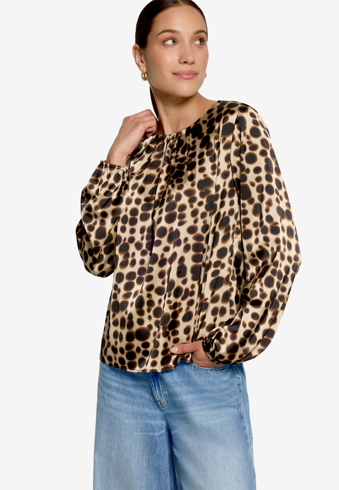 Bluse Kurz 1/1 Arm, Beige/Brown 7875 Bild 2