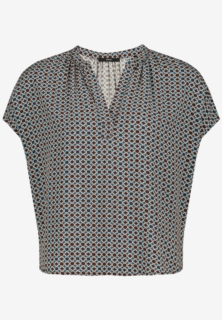 Bluse Kurz 1/2 Arm, Brown/Cream 7811 Bild 1