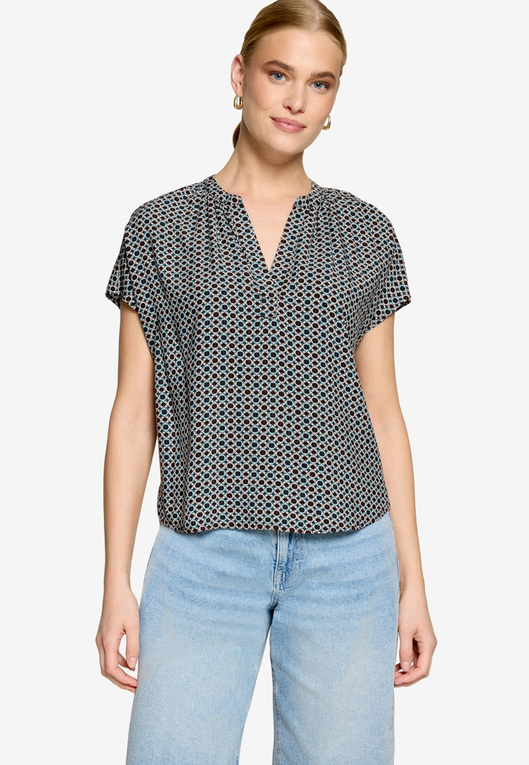Bluse Kurz 1/2 Arm, Brown/Cream 7811 Bild 2