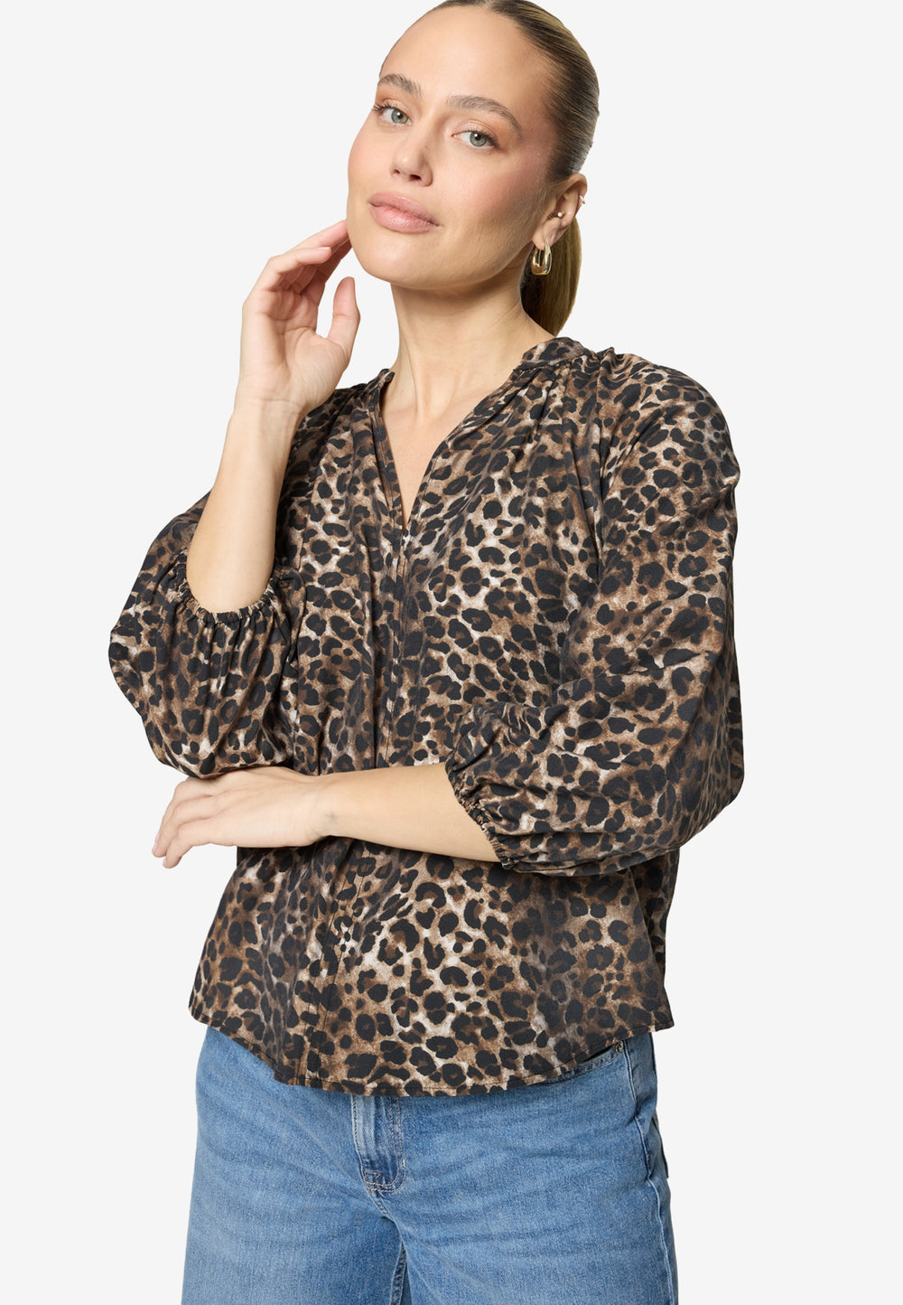 Bluse Kurz 3/4 Arm, Beige/Black 7898 Bild 2