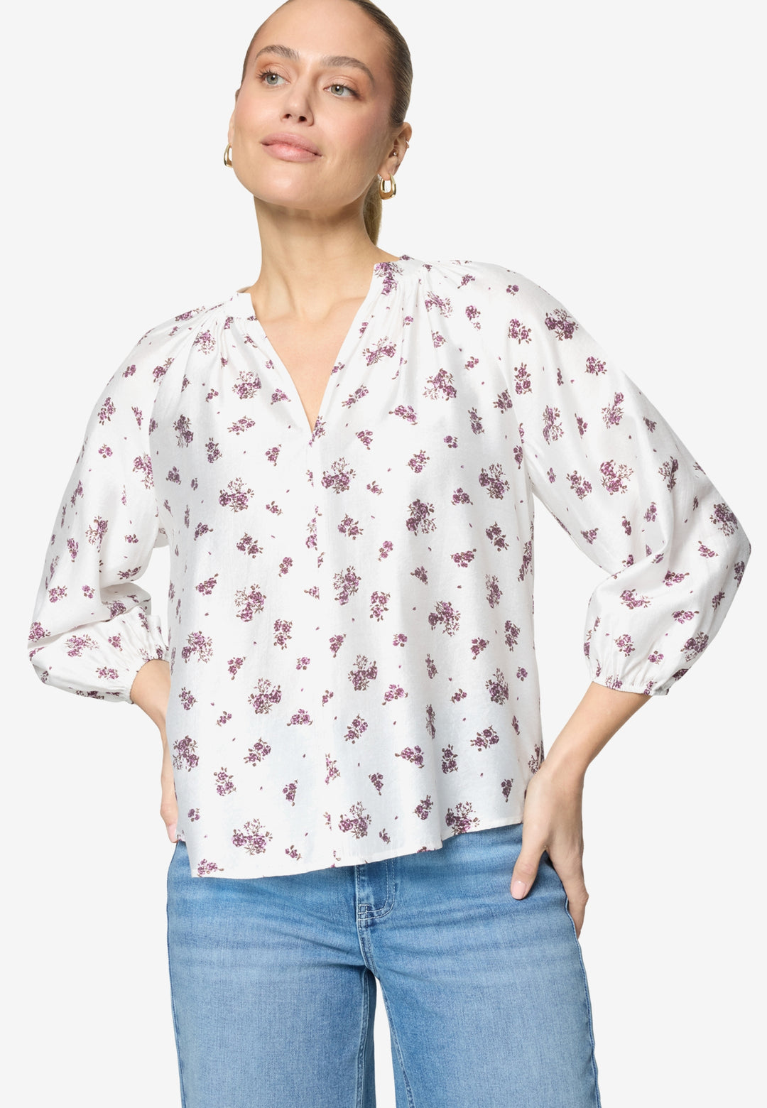 Bluse Kurz 3/4 Arm, Cream/Pink 1843 Bild 1