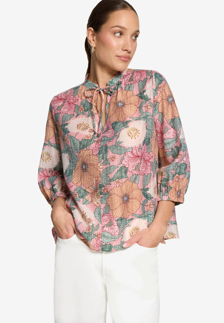 Bluse Kurz 3/4 Arm, Rosé/Green 4852 Bild 2