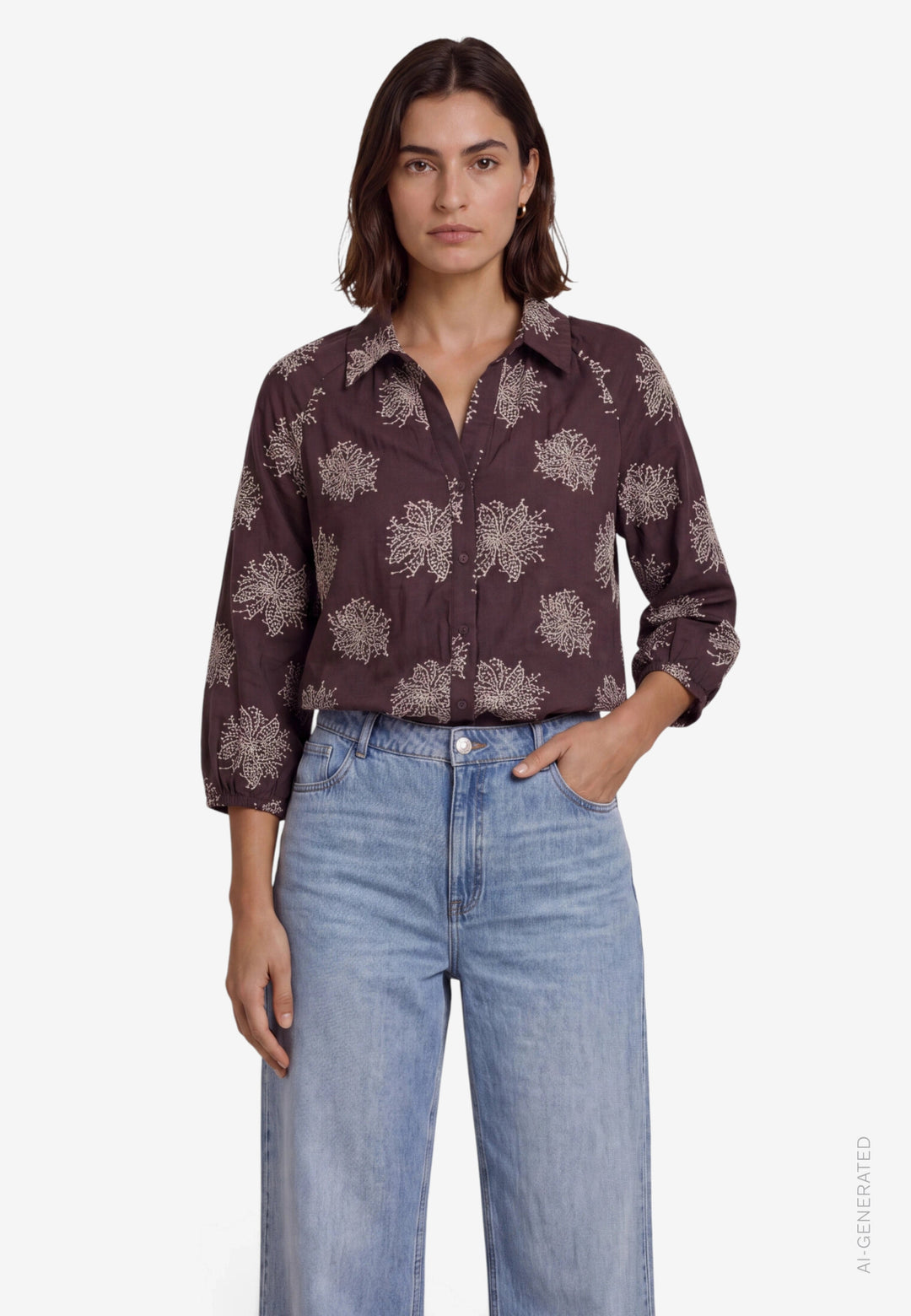 Bluse Lang 1/1 Arm, Brown/Beige 7871 Bild 2