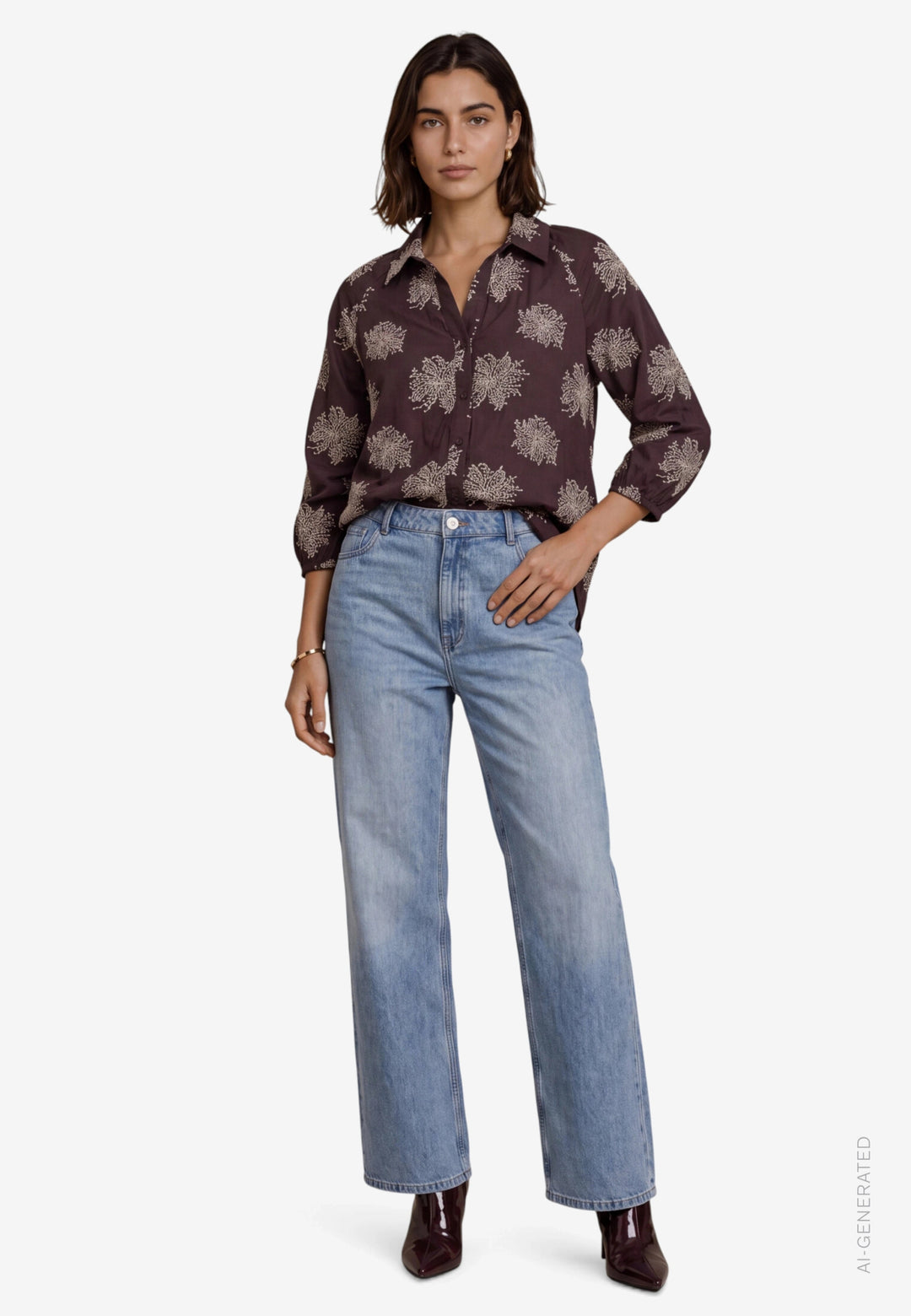 Bluse Lang 1/1 Arm, Brown/Beige 7871 Bild 4