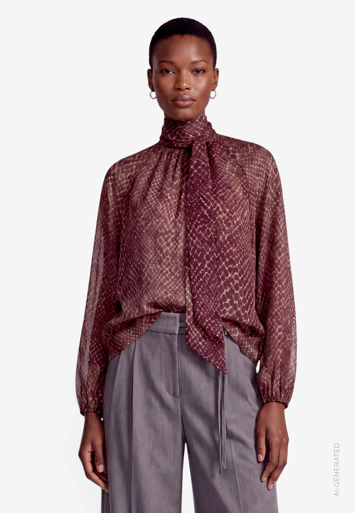 Bluse Lang 1/1 Arm, Grey/Brown 9871 Bild 2