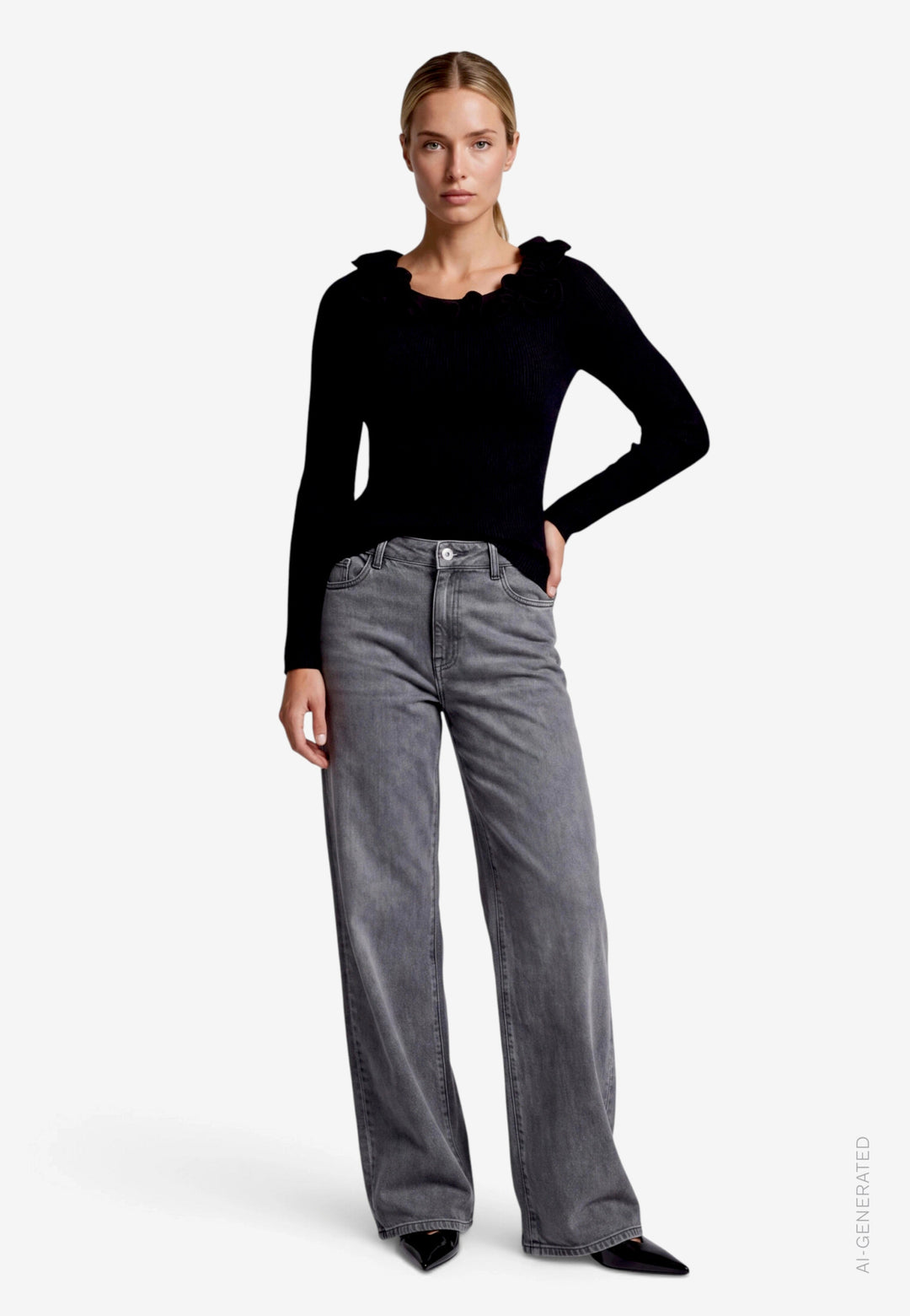 Hose Jeans 1/1 Länge, Dark Grey Denim 9632 Bild 4