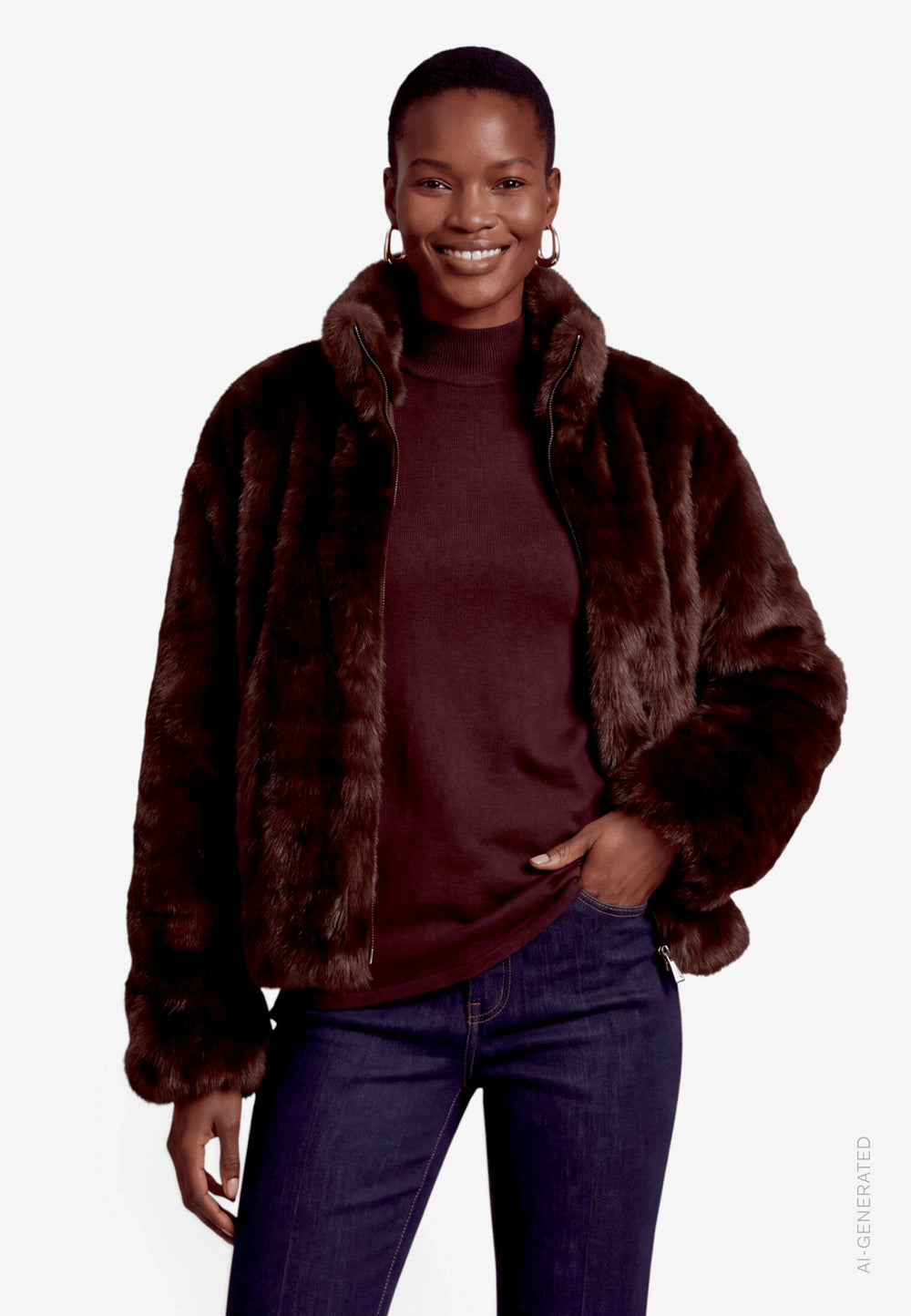 Jacke Plüsch, Mocca Brown 7060 Bild 2