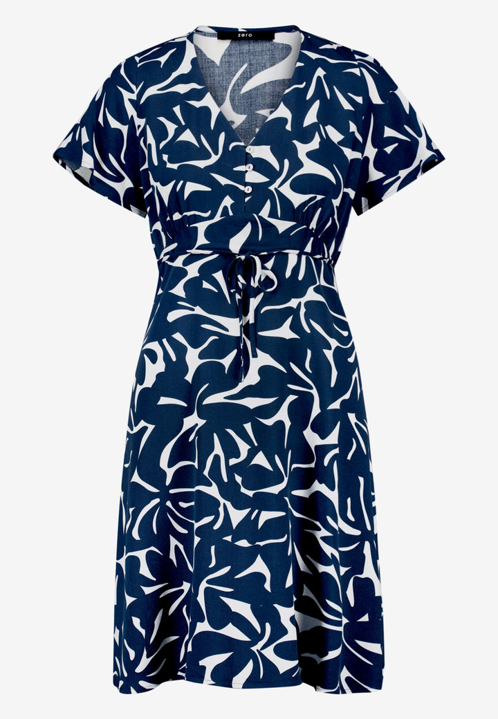 Kleid Kurz 1/2 Arm, Blue/Cream 8811 Bild 1