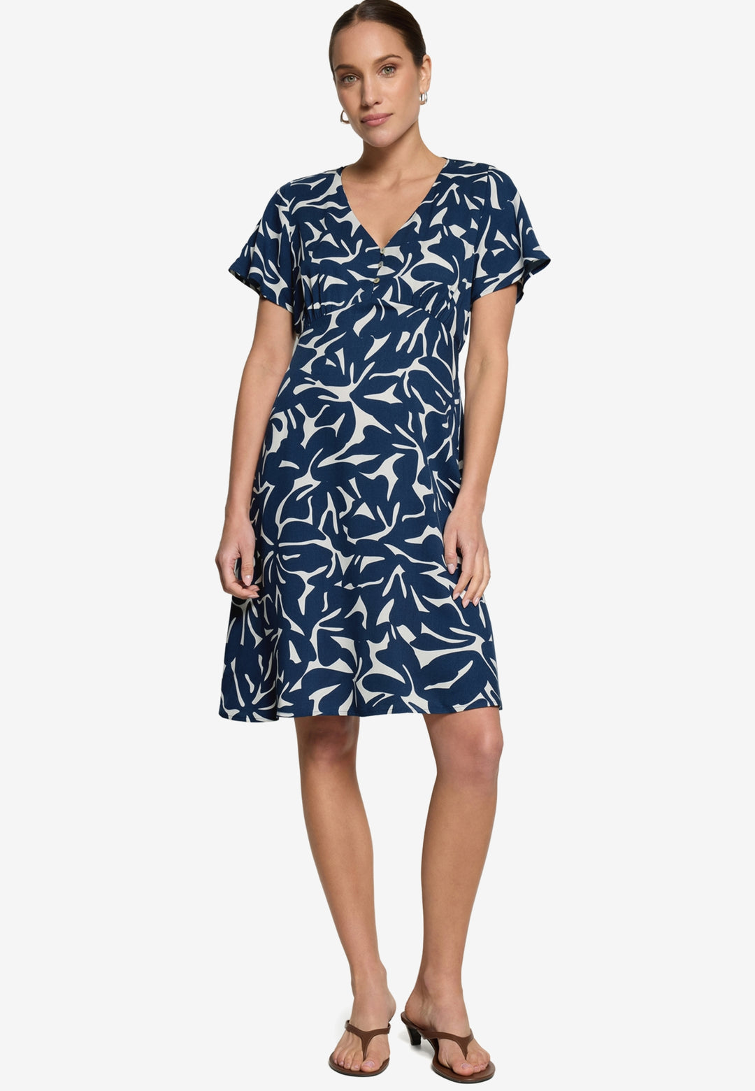 Kleid Kurz 1/2 Arm, Blue/Cream 8811 Bild 4