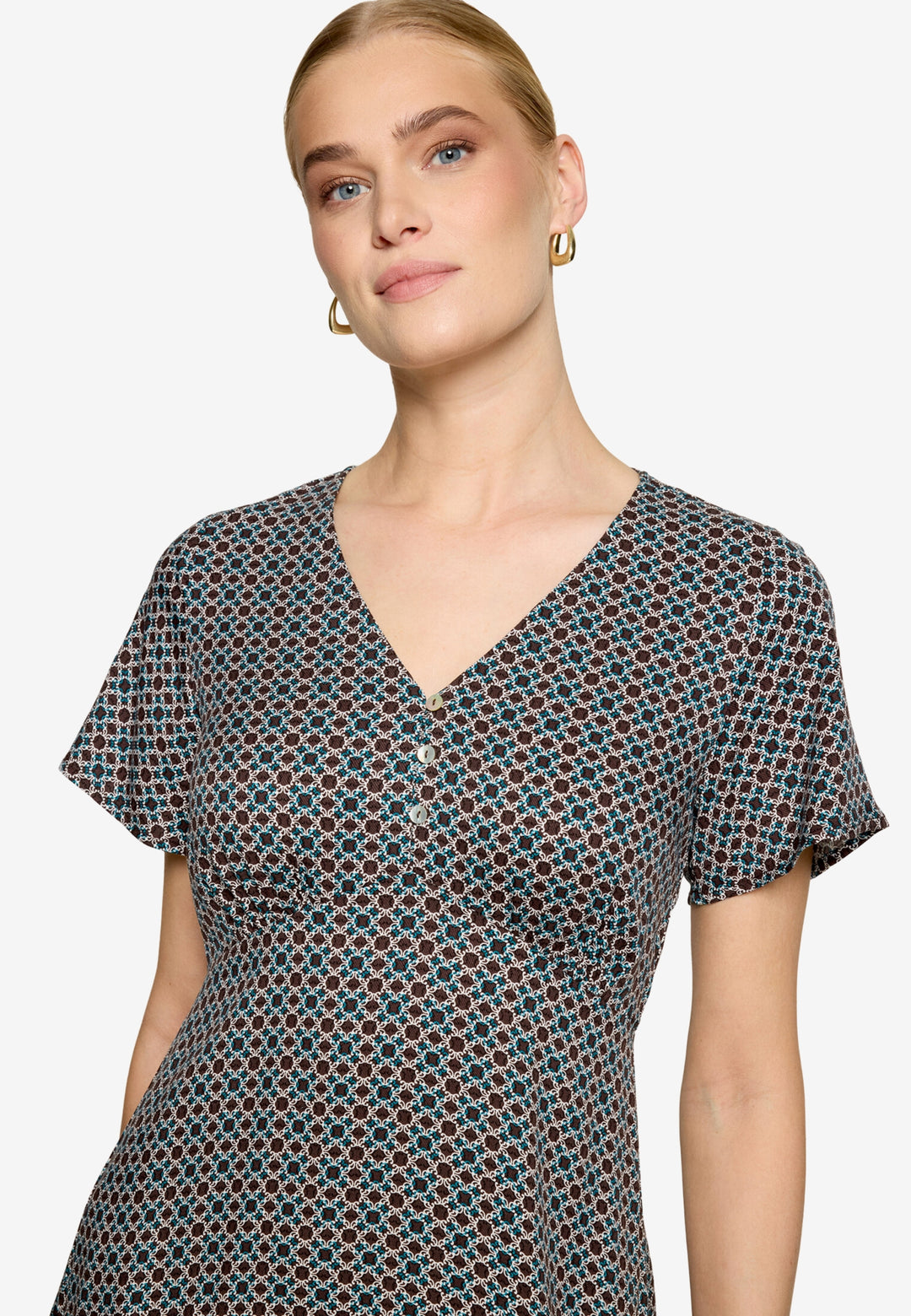 Kleid Kurz 1/2 Arm, Brown/Cream 7811 Bild 2