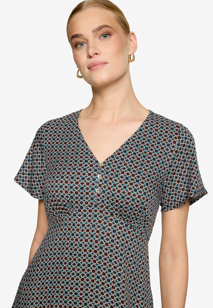 Kleid Kurz 1/2 Arm, Brown/Cream 7811 Bild 2