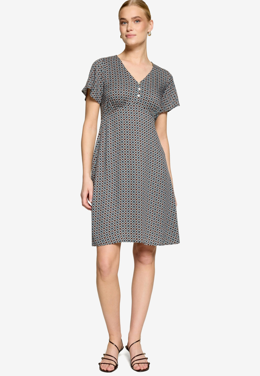 Kleid Kurz 1/2 Arm, Brown/Cream 7811 Bild 4